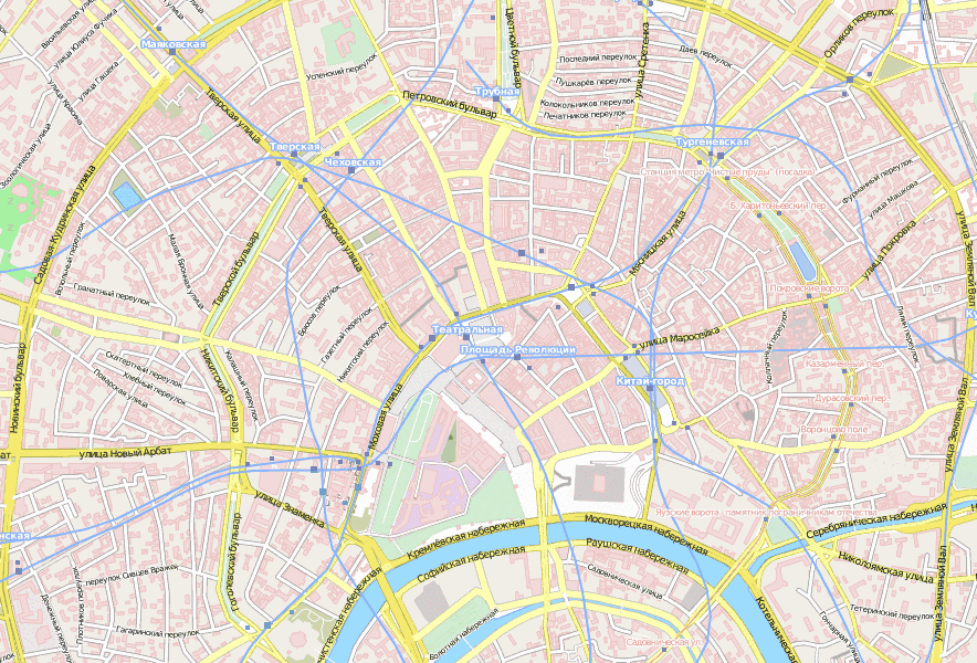 Stadtplan-Moskau: Attraktionen und Hotelbuchung