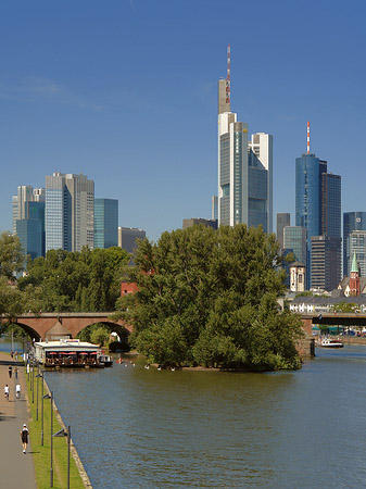 Skyline von Frankfurt mit Ufer Foto 