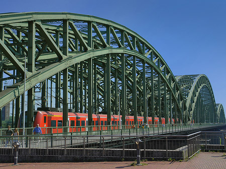 Hohenzollernbrücke mit Zug Fotos